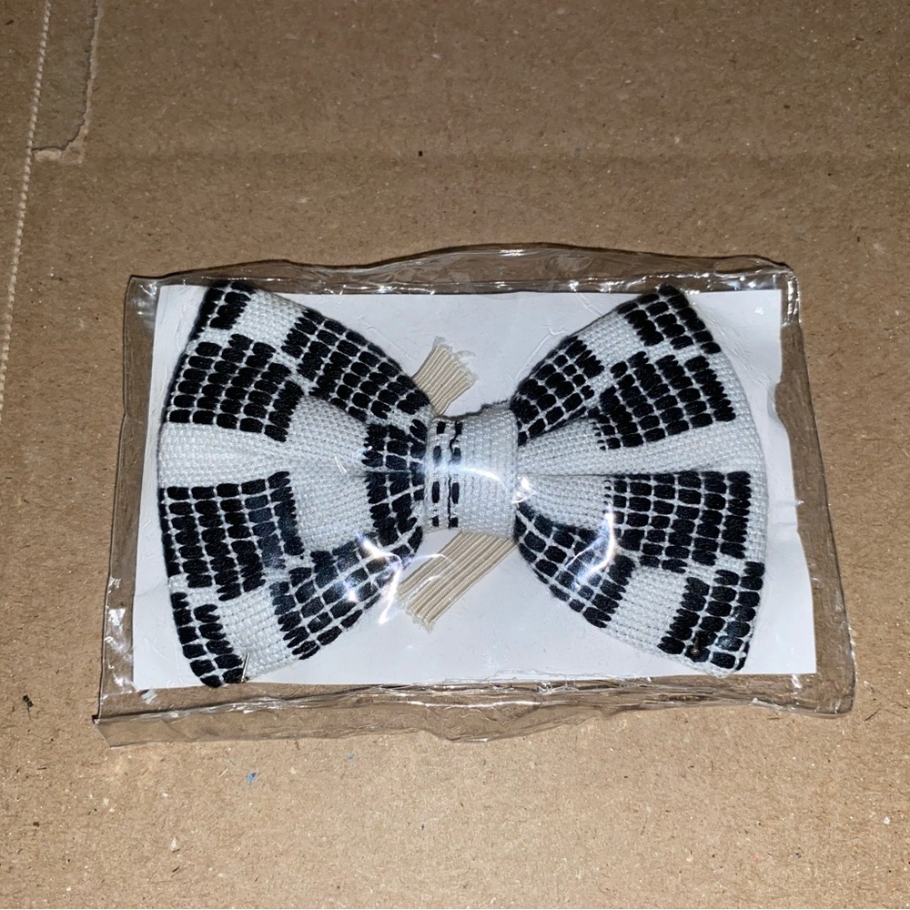 Black and White Checkered Bow Tie bowtie Homemade Handmade Africa GHANA rare